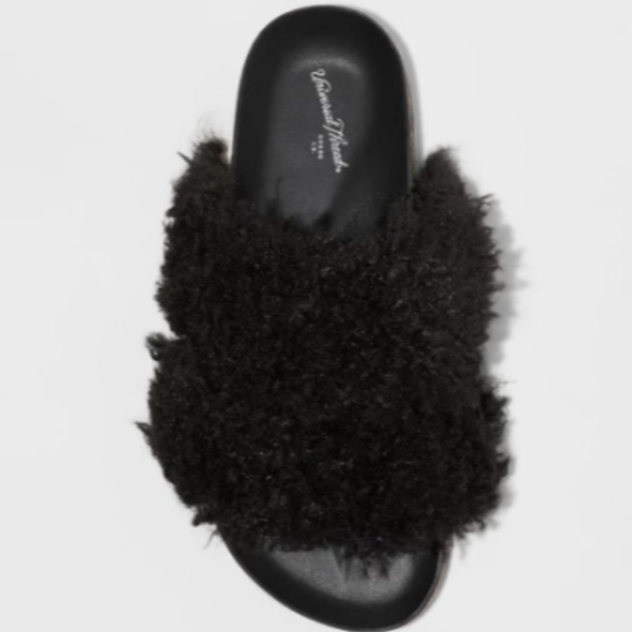 NWT Womens Two Band Faux Fur Slide Sandals-8/9.5 - Picture 4 of 4